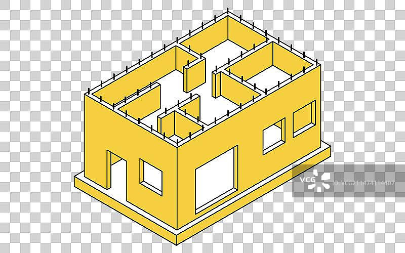 钢筋加固建筑结构2.5D图图片素材