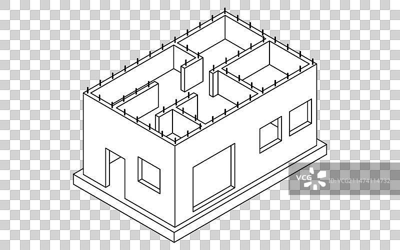钢筋加固建筑结构2.5D图图片素材
