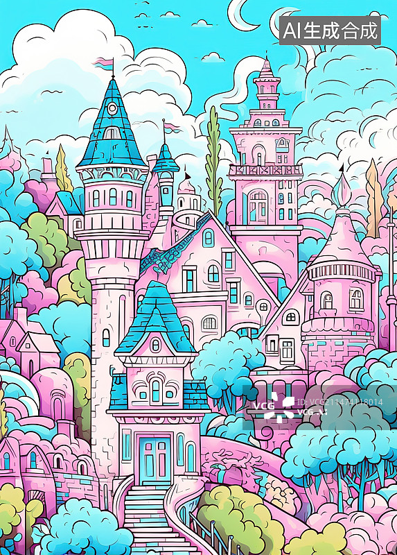 【AI数字艺术】城市建筑的高角度视图图片素材