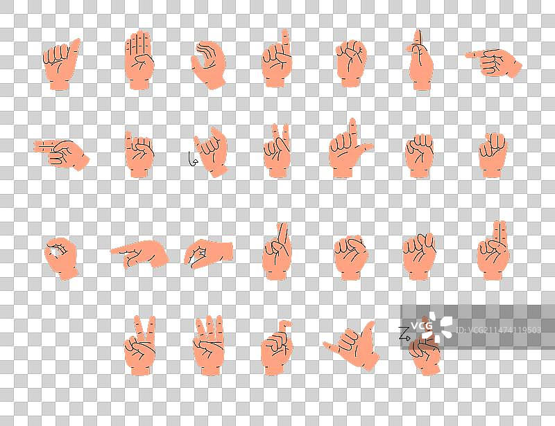 美国手语字母手势图片素材