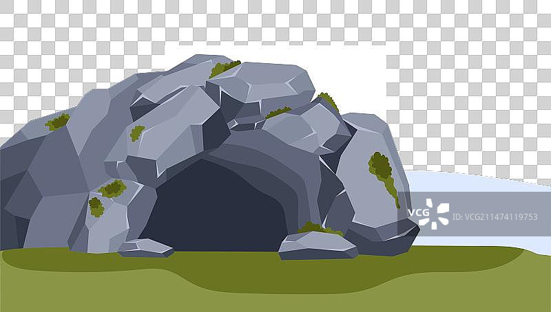 白色背景上的石头洞穴图片素材
