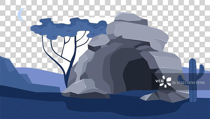 夜晚沙漠中的洞穴图片素材