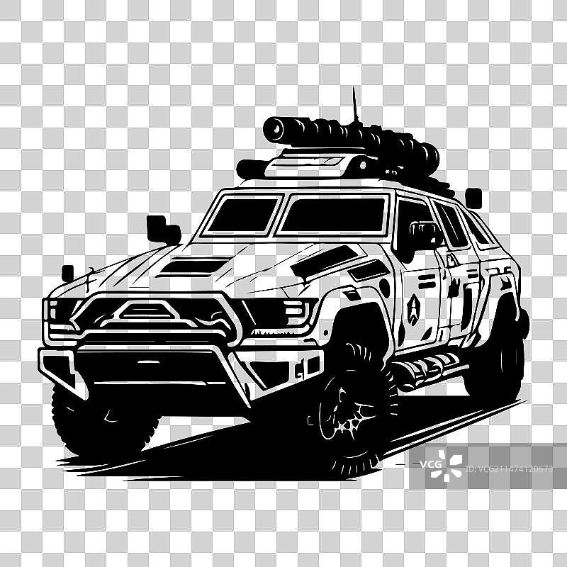 手绘黑色汽车图标军队标志符号图片素材