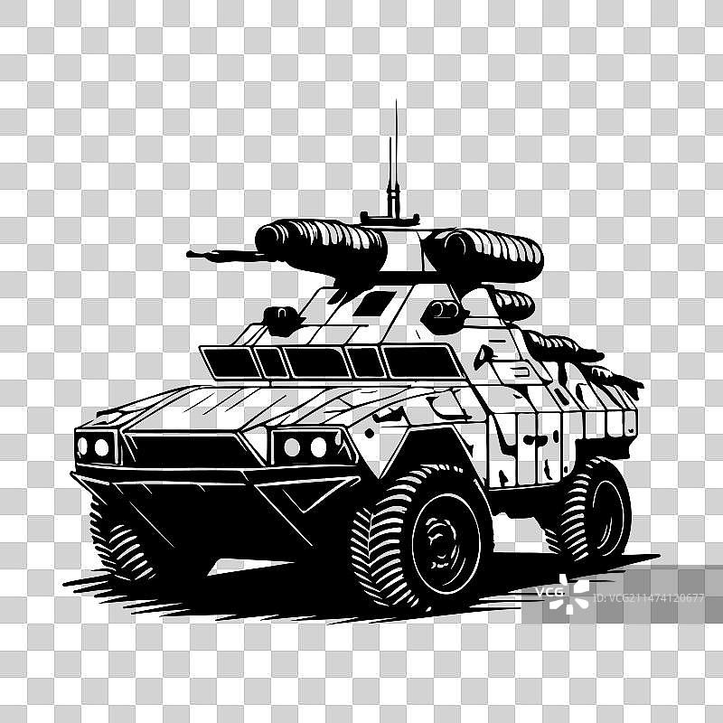 手绘黑色汽车图标军队标志符号图片素材