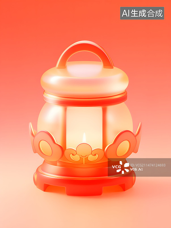 【AI数字艺术】新春创意毛玻璃琉璃油灯3D道具摆设装饰图片素材
