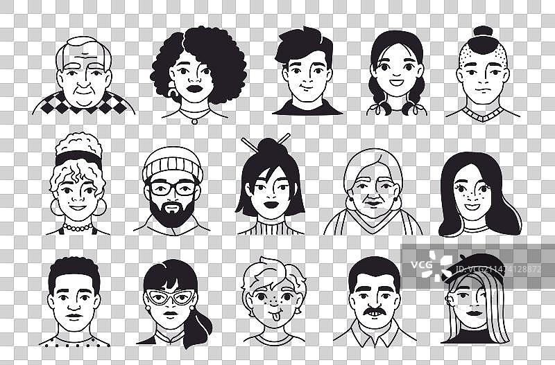 人物肖像线性图合集图片素材