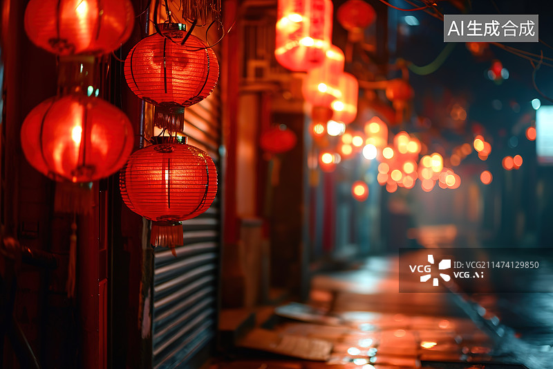 【AI数字艺术】中国红灯笼图片素材