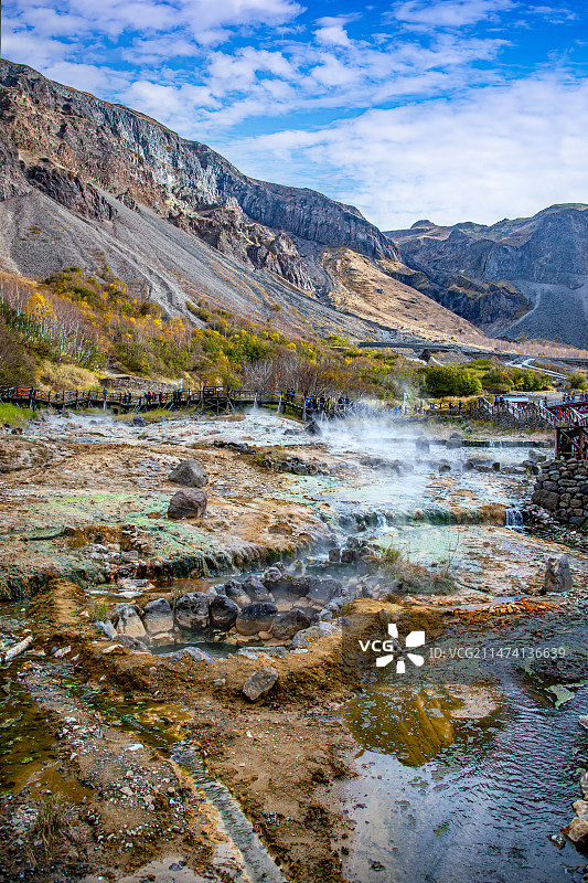 吉林省延边朝鲜族自治州安图县长白山北景区聚龙温泉群图片素材
