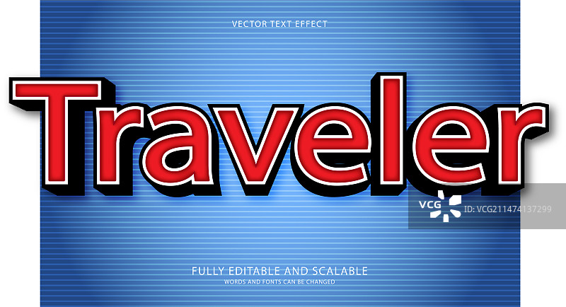 可编辑的旅行者风格文字特效图片素材