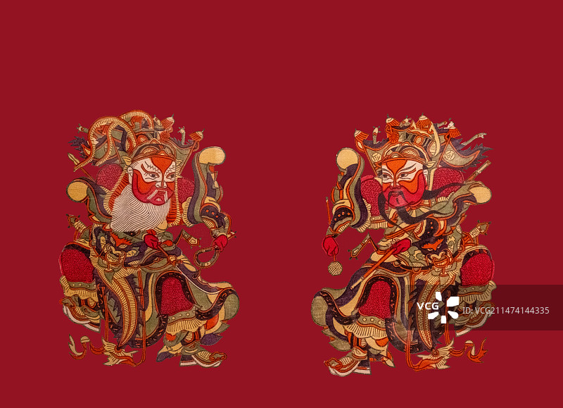 朱仙镇木版年画，《说唐》人物，秦琼，敬德图片素材