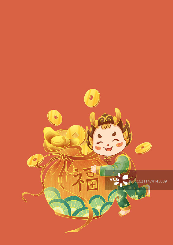 春节主题-龙年IP 招财进宝图片素材