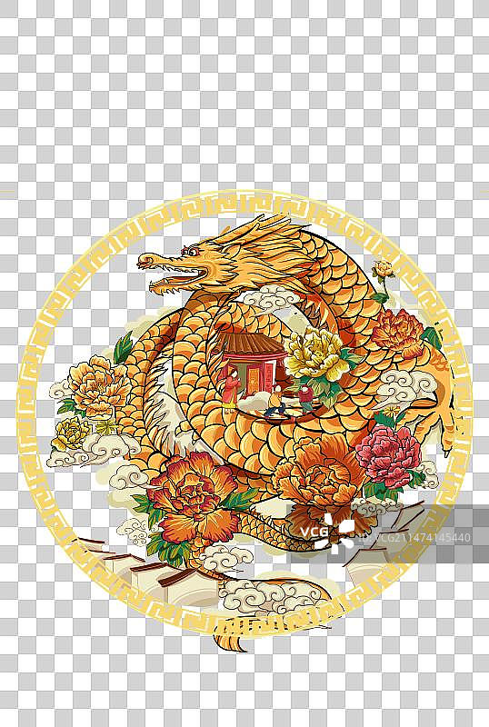 国潮插画龙图案图片素材