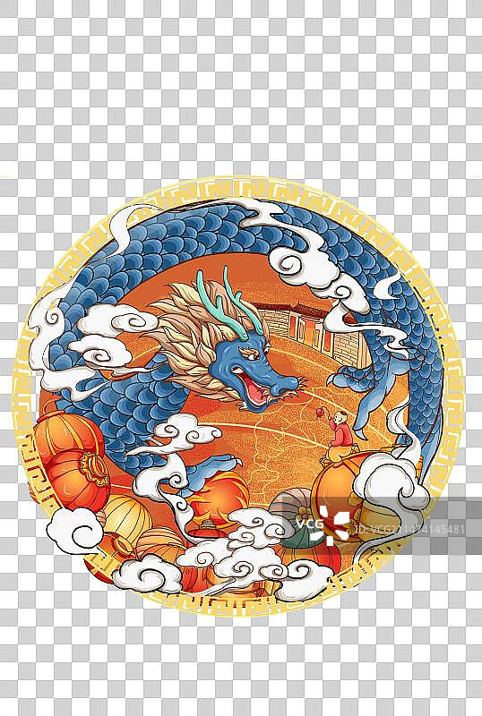 国潮插画龙图案图片素材