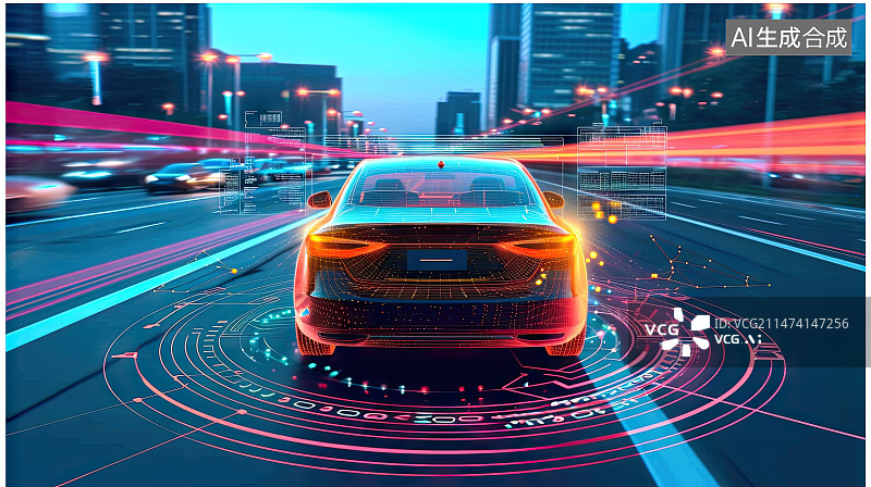 【AI数字艺术】智慧无人驾驶汽车概念图片素材
