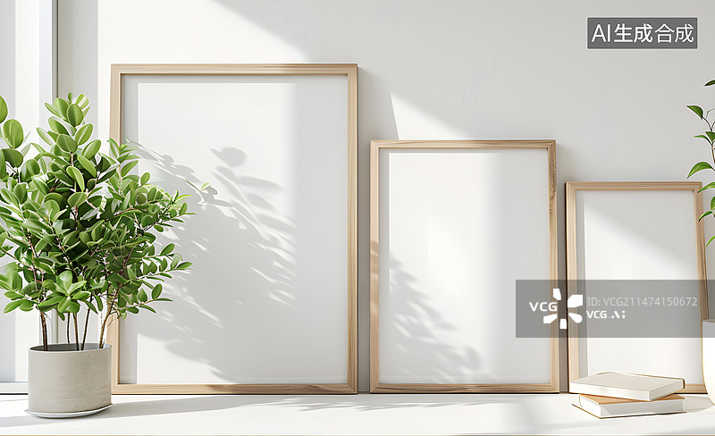 【AI数字艺术】AIGC:室内海报相框，室内设计 ，材质 背景插图图片素材
