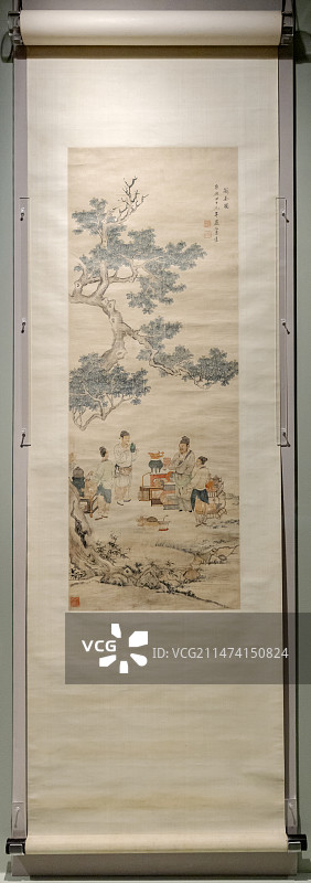 故宫茶世界-茶文化特展-严泓曾绘-斗茶图轴-清康熙1710年-故宫博物院图片素材