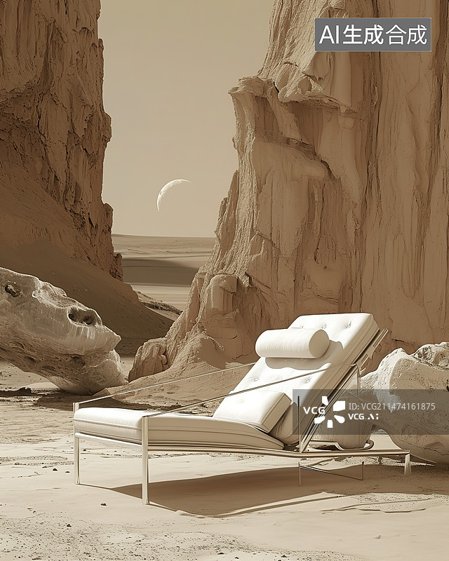 【AI数字艺术】沙漠中的岩石对天空的风景图片素材