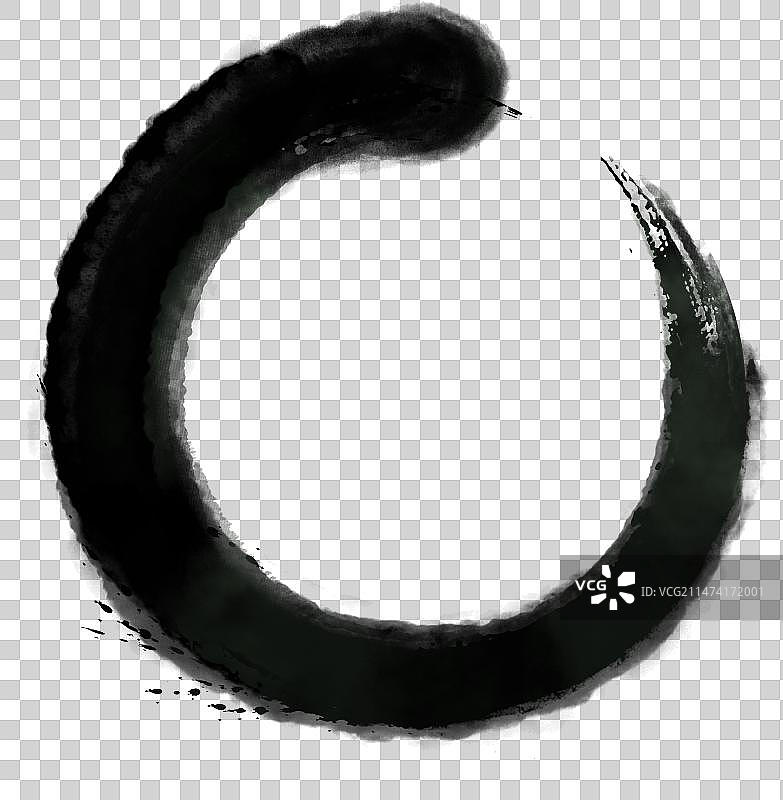 水墨太极 圆圈毛笔笔触水墨书法墨迹笔刷素材图片素材