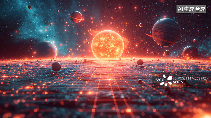 【AI数字艺术】插图，插画，海报，模板，元素，摄影效果，特写，星空，宇宙，星际，星系，网络，梦幻，科技，未来，光，蓝图片素材