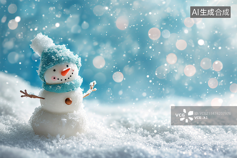 【AI数字艺术】雪地上的雪人图片素材