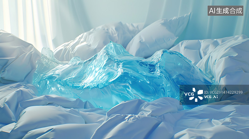 【AI数字艺术】家里床上皱巴巴的床单的特写镜头图片素材