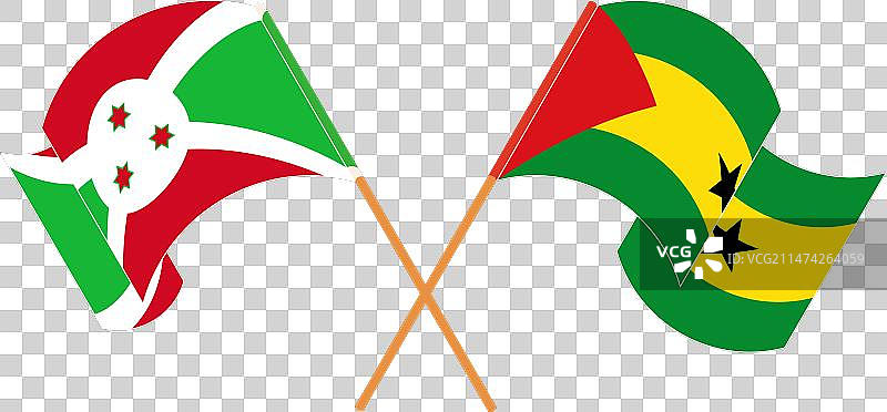 布隆迪与圣多美交叉挥舞的旗帜图片素材
