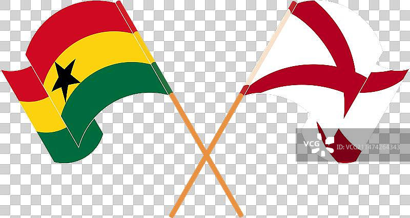 加纳与美国州旗交叉飘扬的旗帜图片素材