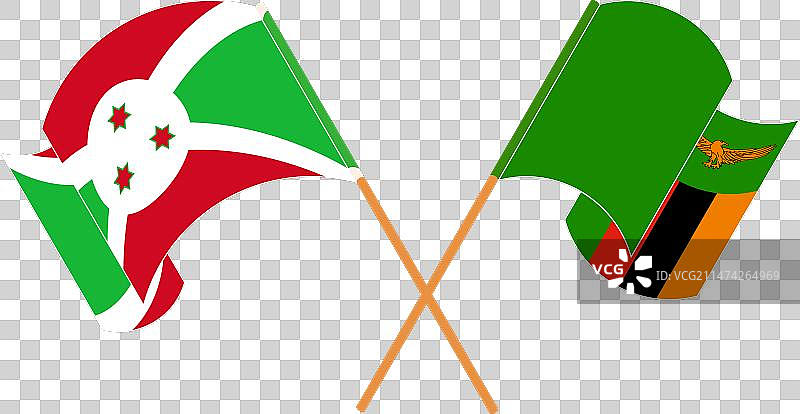 布隆迪和赞比亚交叉飘扬的旗帜图片素材