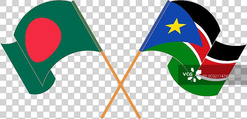 孟加拉国与南非交叉挥舞的旗帜图片素材