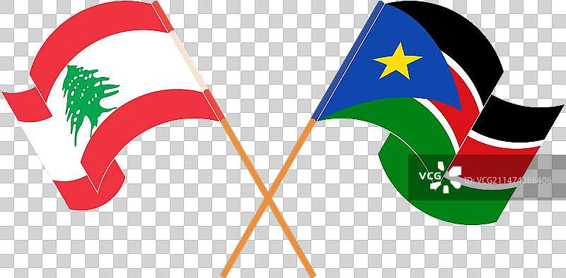 黎巴嫩和南非交叉飘扬的旗帜图片素材