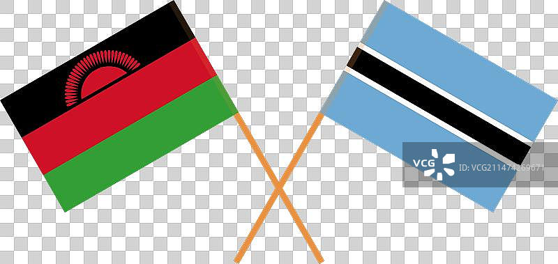 马拉维和博茨瓦纳的交叉旗帜图片素材