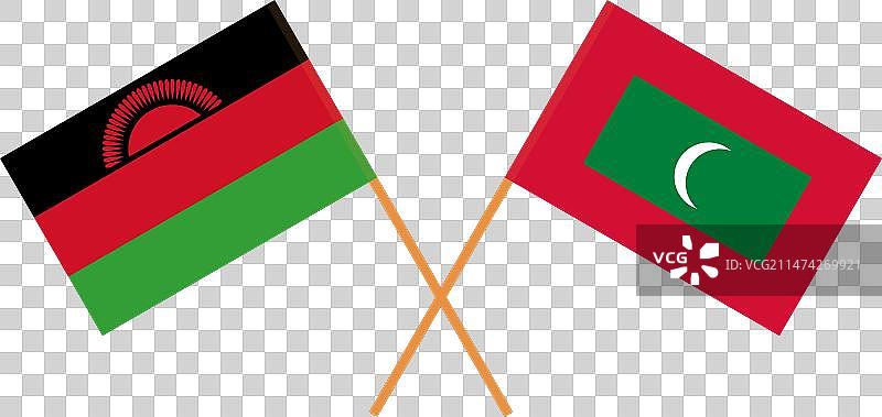马拉维和马尔代夫国旗交叉图案图片素材