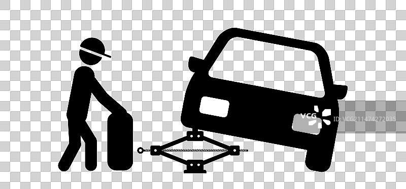 千斤顶剪式千斤顶或千斤螺丝支架图片素材