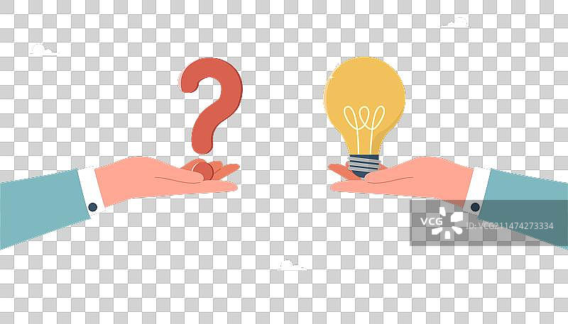 手中的问号和灯泡图片素材