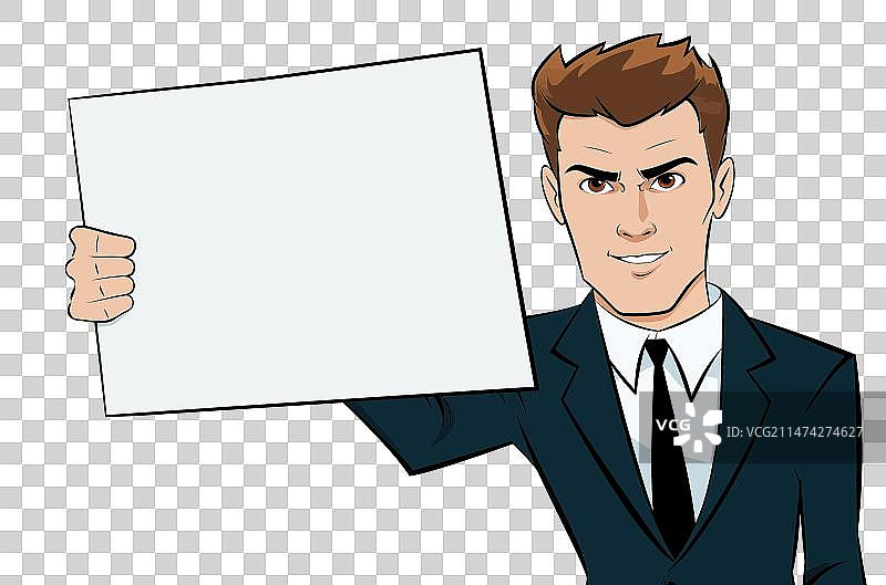 男人展示空白板办公室演示图片素材