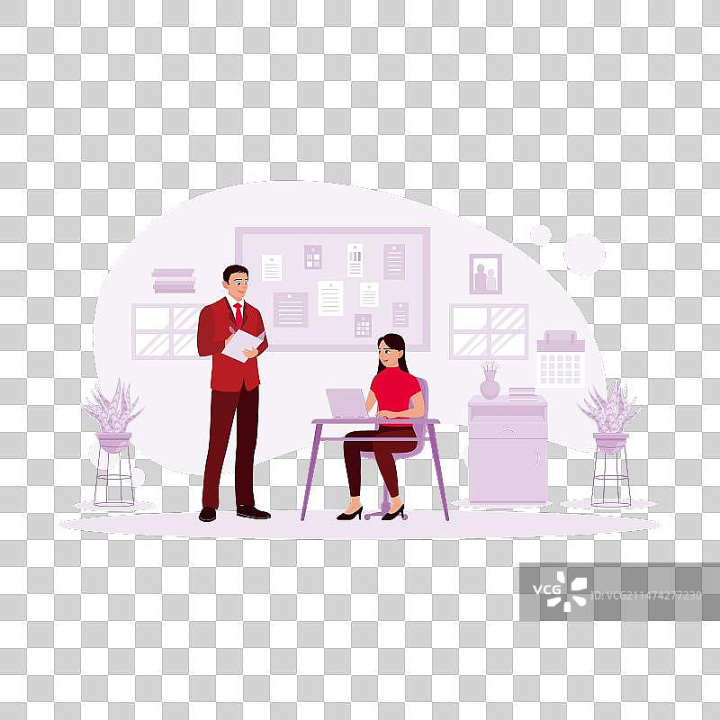 老板和员工在办公室认真工作图片素材