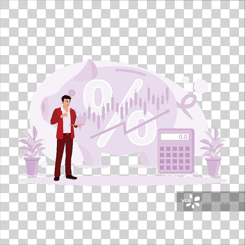 计算股市的男性商人图片素材