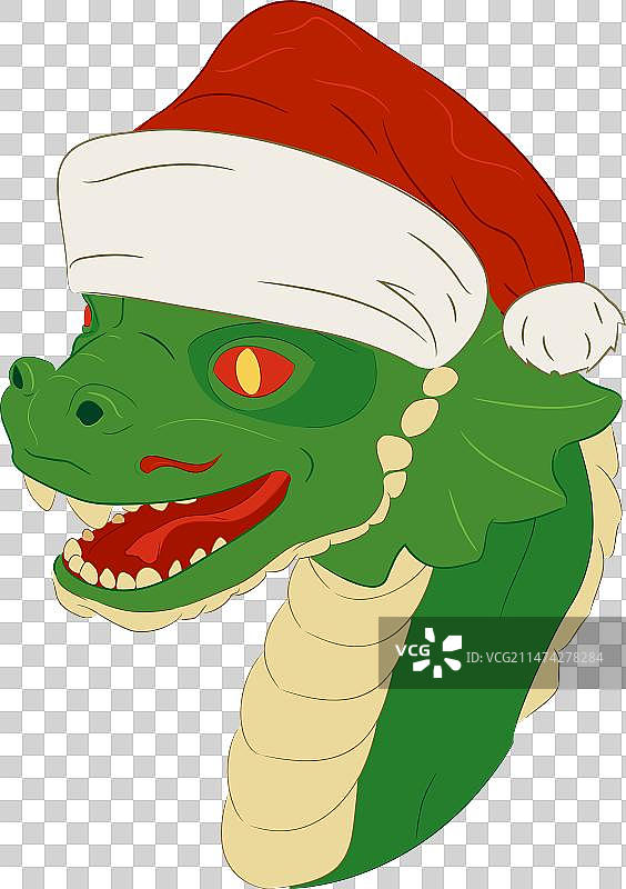 绿色木质龙宝宝圣诞帽图片素材