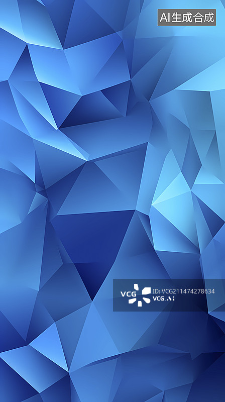 【AI数字艺术】数码蓝色现代立体几何抽象图形海报背景图片素材