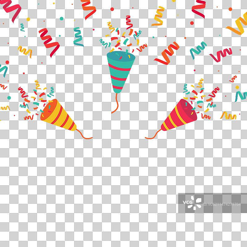 彩色纸屑和爆竹派对彩炮图片素材