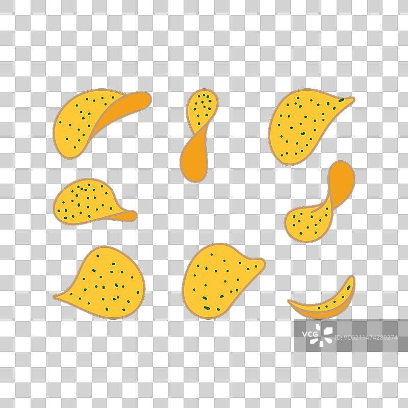 飞舞的香脆薯片图标合集图片素材