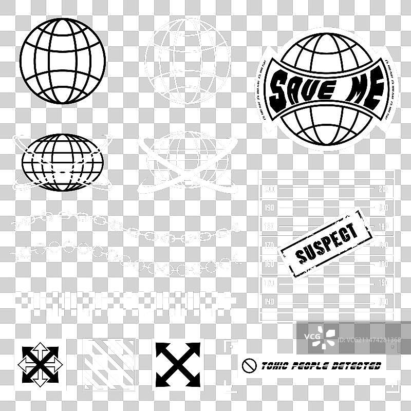 街头潮流都市复古未来主义设计元素图片素材