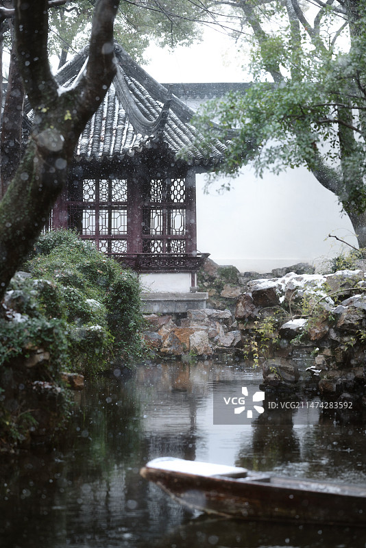 拙政园雪景图片素材