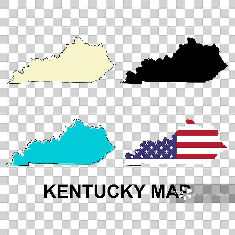 肯塔基州地图，美利坚合众国扁平风格图片素材