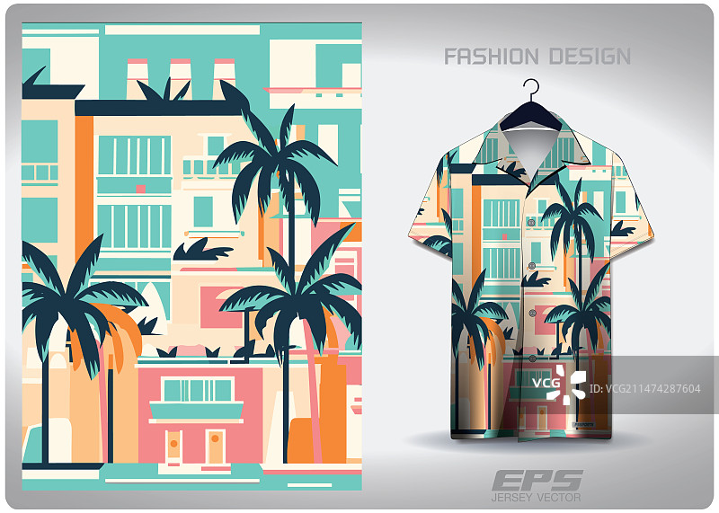 夏威夷衬衫和柔和色调下的椰子树图片素材