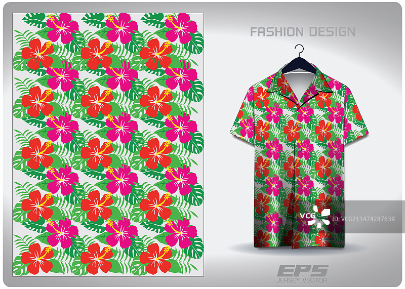 粉红色夏威夷芙蓉花纹衬衫图片素材