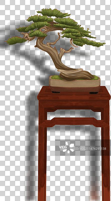 手绘盆景 | 中式风盆景 | 中式花架 |图片素材