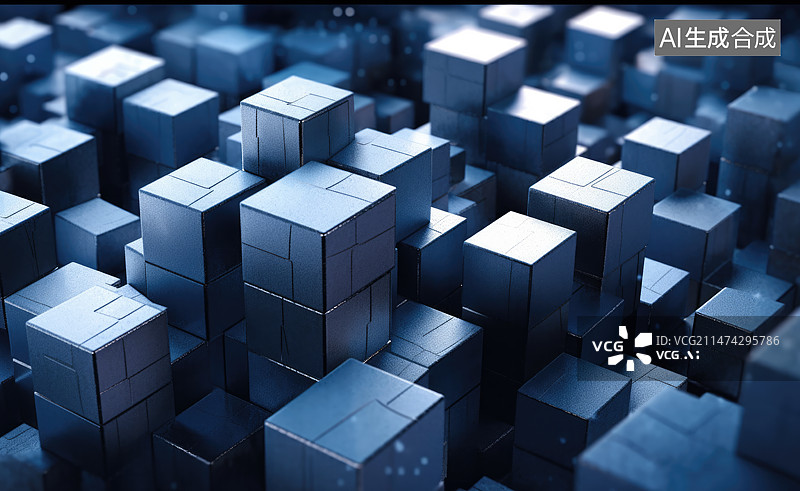 【AI数字艺术】几何立方体亚元粒子背景图片素材