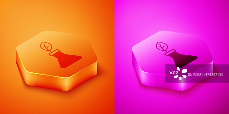 橙色背景的2.5D植物育种图标图片素材