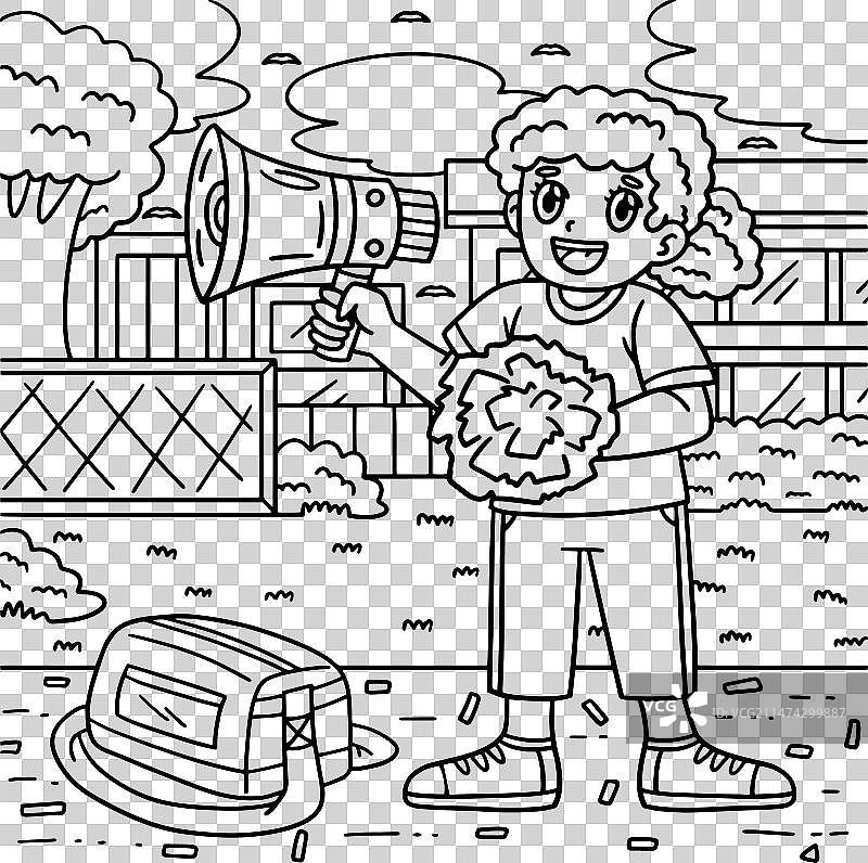 啦啦队女编舞着色页图片素材